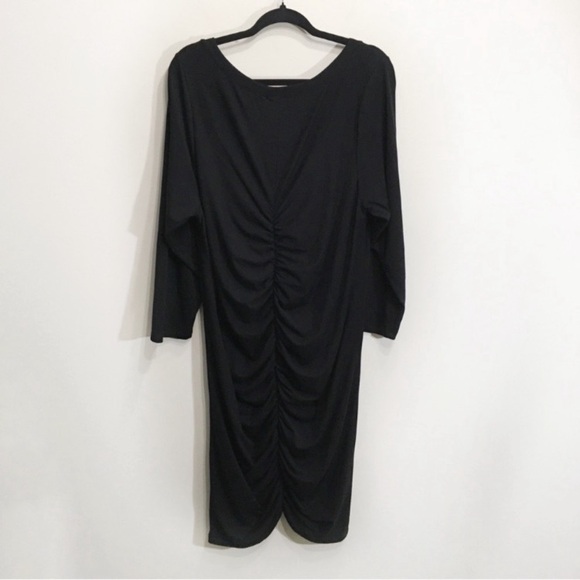 Torrid Mini Jersey Bodycon Dress Size 3X Longsleeve Black Ruched - Picture 4 of 11